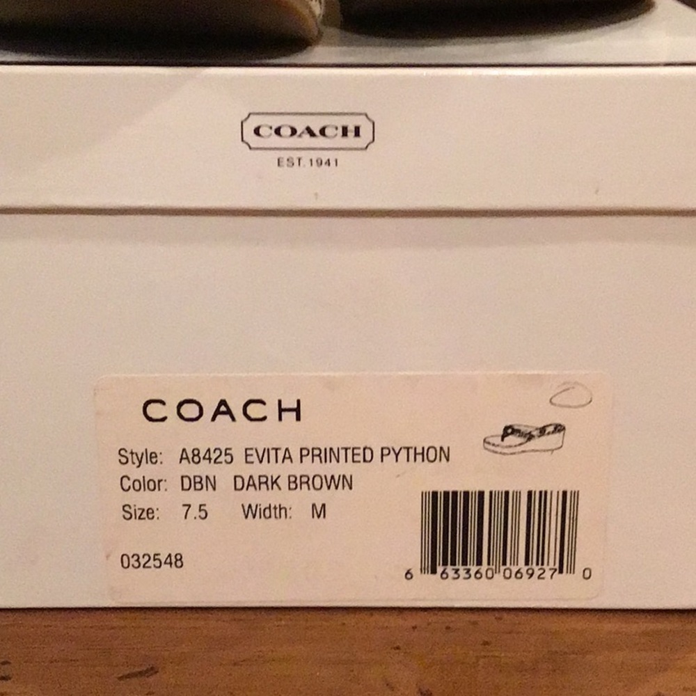 Coach Dark Brown Evita Printed Python Sandal. - image 6